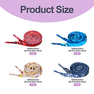 4 Pairs 4 Colors Flower Pattern Polyester Shoelaces FIND-TA0010-30-1