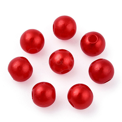 Spray Painted ABS Plastic Imitation Pearl Beads OACR-T015-05A-13-1