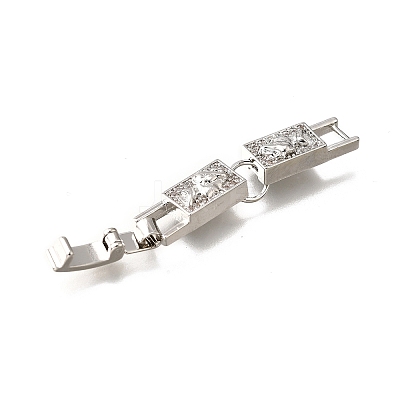 Brass Micro Pave Clear Cubic Zirconia Fold Over Clasps KK-R222-03P-1