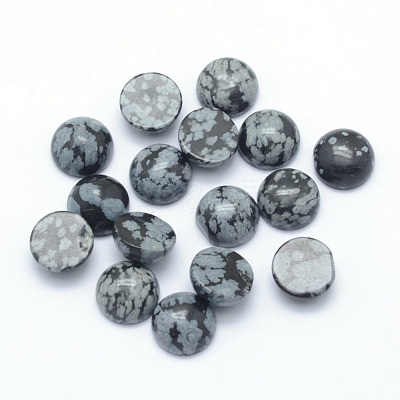 Natural Snowflake Obsidian Cabochons G-P393-R55-4MM-1