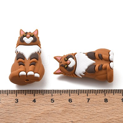 Maine Coon Cat Shape Food Grade Silicone Focal Beads SL-CBAAE23-03-1