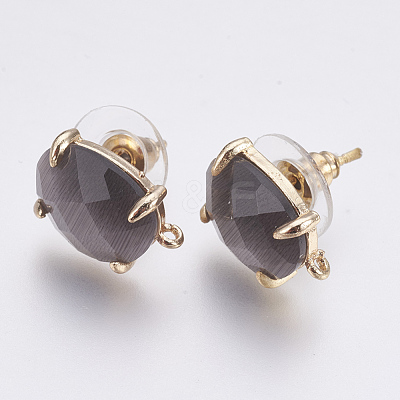Faceted Glass Stud Earring Findings GLAA-F084-A05-1