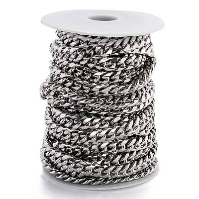 Tarnish Resistant 304 Stainless Steel Cuban Link Chain STAS-B019-02C-P-1