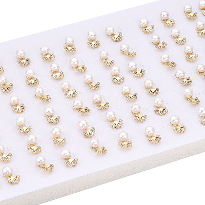 Clear Cubic Zirconia Tree of Life Stud Earrings with Natural Pearl PEAR-N020-06I-1