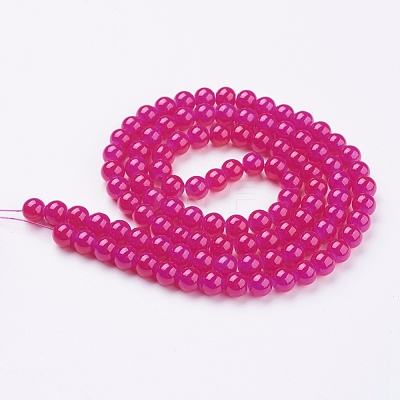 Imitation Jade Glass Round Beads Strands X-DGLA-S076-8mm-24-1