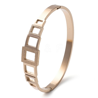 Ion Plating(IP) 304 Stainless Steel Hinged Bangles for Women BJEW-A011-17RG-1
