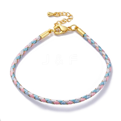Polyester Cord Braided Bracelet Makings MAK-Z003-01G-02-1
