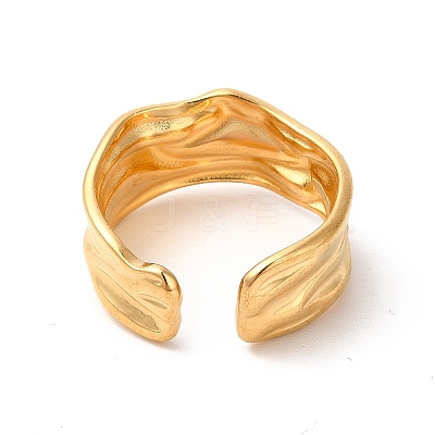 Ion Plating(IP) 304 Stainless Steel Twist Open Cuff Ring for Women X-RJEW-E063-24G-1