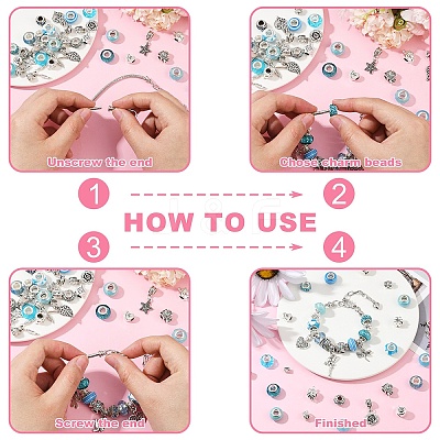 DIY European Style Bracelet Kits. including Alloy & Resin European Beads DIY-YW0012-11A-1