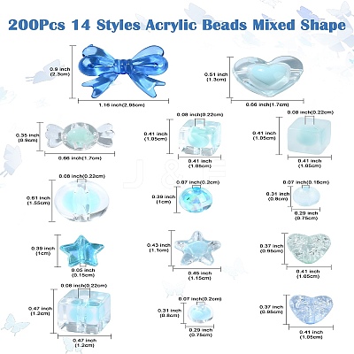 200Pcs 14 Styles Acrylic Beads Mixed Shape OACR-CJ0001-82-1