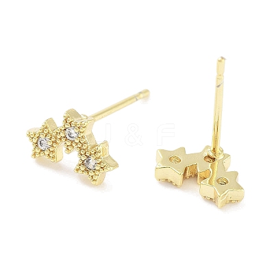Brass Micro Pave Clear Cubic Zirconia Studs Earring for Women EJEW-S217-F06-1