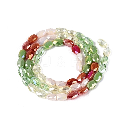 Electroplate Imitation Jade & Opaque & Transparent Glass Beads Strands EGLA-Q135-4x6MM-01F-1