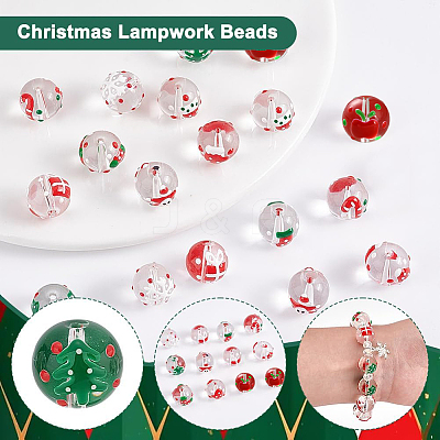 20Pcs 10 Styles Christmas Theme Handmade Lampwork Beads LAMP-PH0001-39-1