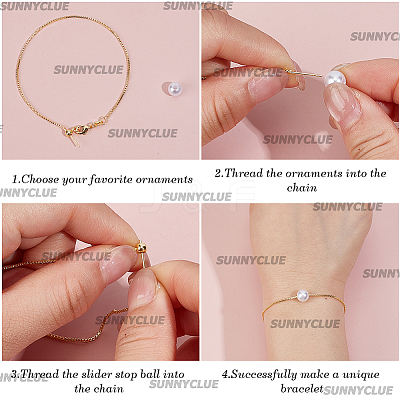 12Pcs 1MM Brass Box Chain Adjustable Slider Bracelets KK-SC0007-32G-1