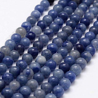 Dyed & Heated Natural Blue Aventurine Beads Strands X-G-I199-24-6mm-1