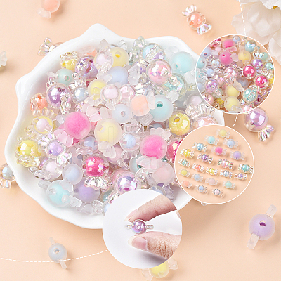 30Pcs Transparent Acrylic Beads TACR-YW0002-35-1