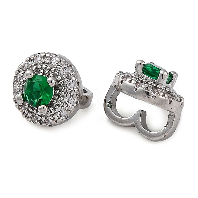 Brass Micro Pave Cubic Zirconia Clasps KK-Z089-08P-1