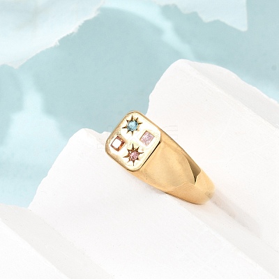 Stainless Steel Pave Colorful Cubic Zirconia Finger Rings SA-CBA90C5-04B-G-1