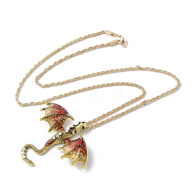 Alloy Enamel Dragon Pendant Necklaces NJEW-V005-01AG-01-1