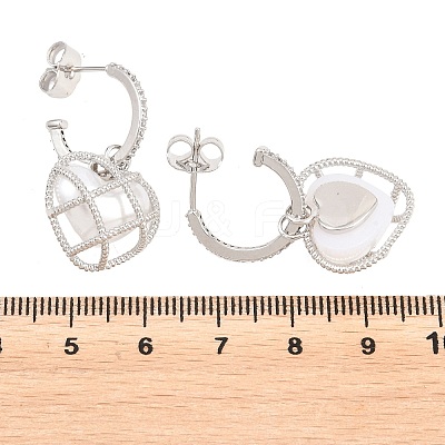 Valentine's Day Heart Brass Micro Pave Clear Cubic Zirconia Dangle Stud Earrings EJEW-Z164-04P-1
