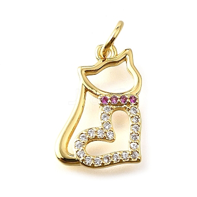Brass Micro Pave Cubic Zirconia Pendants KK-V007-005G-01-1