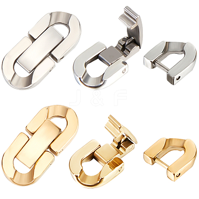 6Pcs 2 Colors 304 Stainless Steel Fold Over Clasps STAS-BBC0003-02-1
