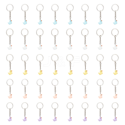 40Pcs 5 Colors Mini Duck Resin Pendant Keychain KEYC-PH01492-1
