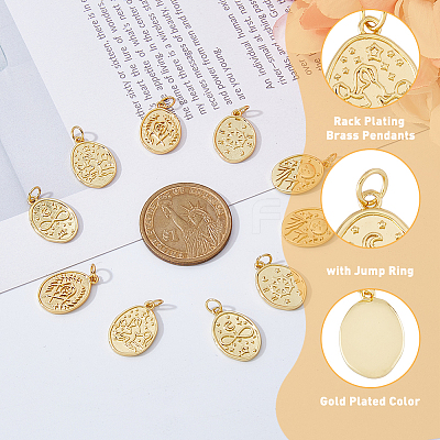 10Pcs 5 Style Rack Plating Brass Pendants KK-DC0002-67-1