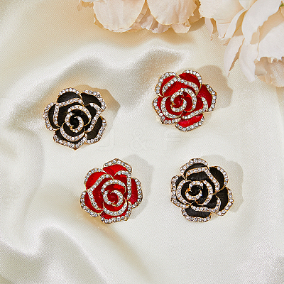 4Pcs 2 Colors Cryatal Rhinestone Flower Brooch Pin JEWB-HY0001-08-1