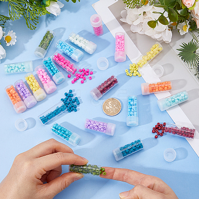 120G 12 Colors Baking Paint Pearlized Glass Seed Beads SEED-DC0001-21-1