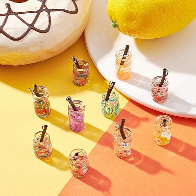 12Pcs 2 Styles Resin Glass Bottle Pendants CRES-YW0001-14-1