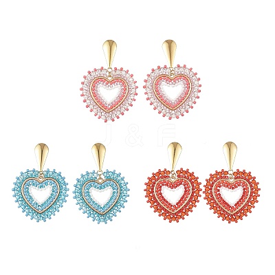Glass Seed Bead Dangle Earrings EJEW-MZ00768-1