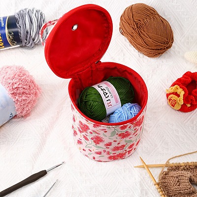 Oxford Zipper Knitting Bucket Bag with Handle PW-WG69279-01-1