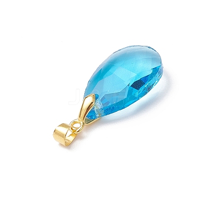 10Pcs 5 Colors Faceted Teardrop Glass Pendants PALLOY-JF03737-01-S-1