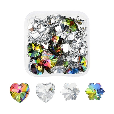40Pcs 4 style Electroplated Glass Pendants EGLA-YW0001-12-1