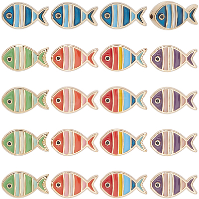 30Pcs 5 Colors Aolly Enamel Beads FIND-SC0016-34-1