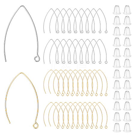 60Pcs 2 Colors 304 Stainless Steel Earring Hooks STAS-ME0001-52-1