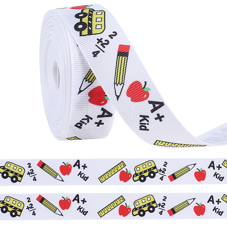 School Season Theme Polyester Printed Grosgrain Ribbon OCOR-WH20006-20C-1