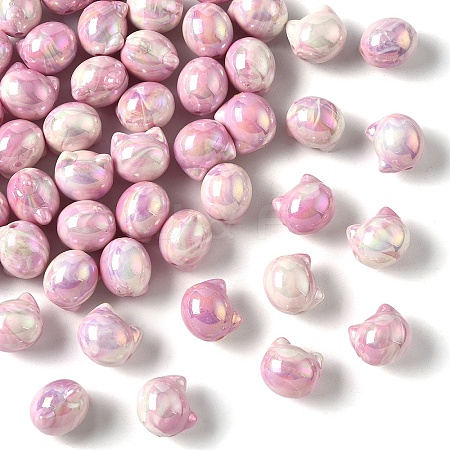 50Pcs UV Plating Opaque Acrylic Beads OACR-YW0003-10A-1
