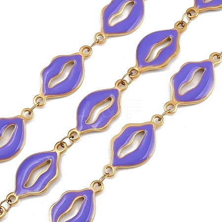 304 Stainless Steel Enamel Lip Link Chains CHS-K023-03G-03-1