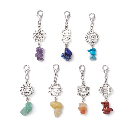 7Pcs Chakra Alloy Pendant Decoraton HJEW-JM02157-1