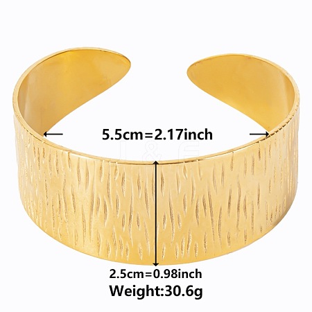 Vintage Texture 304 Stainless Steel Cuff Bangles for Women PG7009-2-1