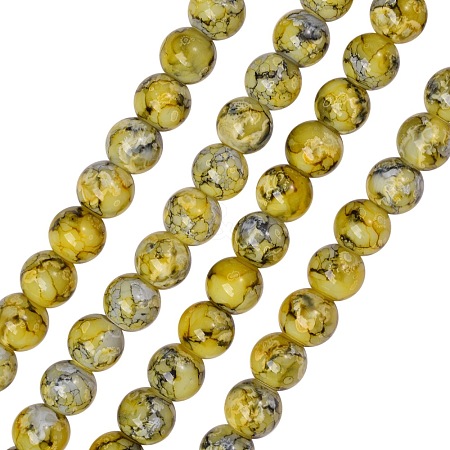 Opaque Spray Painted Glass Beads Strands GLAA-SZ0001-51D-1
