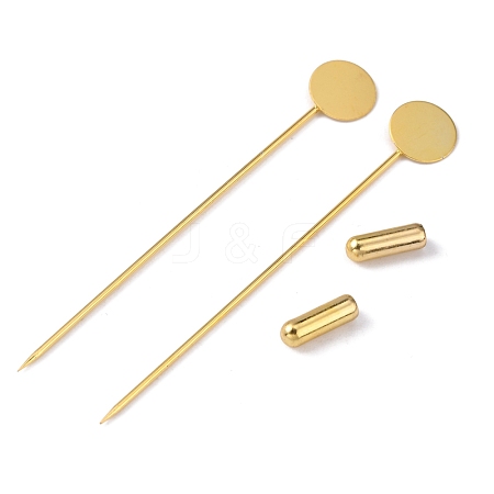 Brass Lapel Pin Base Settings KK-WH0045-025B-G-1