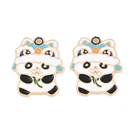 Chinese Lion Dance Panda Alloy Enamel Cabochons AL-CBA1A6F-03KCG-A-1