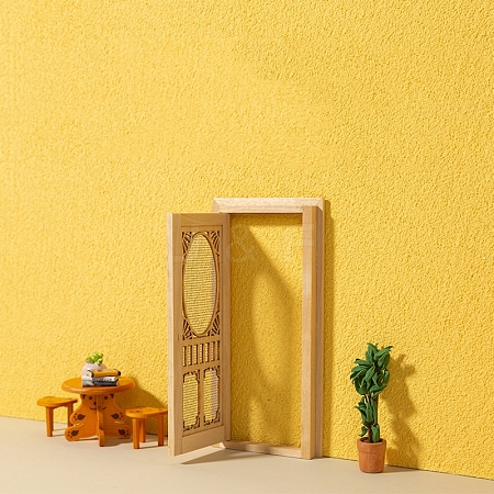 DIY Miniature Hollowed Screen Door Micro Landscape Dollhouse Accessories PW-WGF5B87-01-1