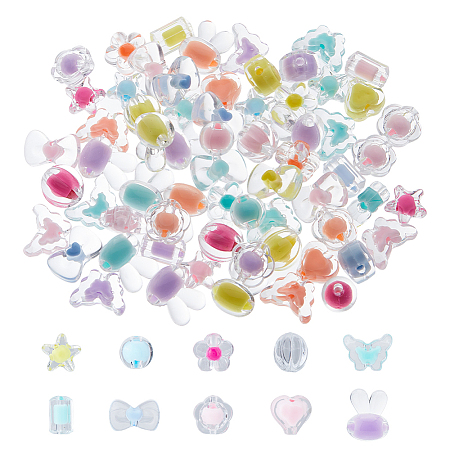 150Pcs 10 Styles Transparent Acrylic Beads TACR-FI0001-01-1