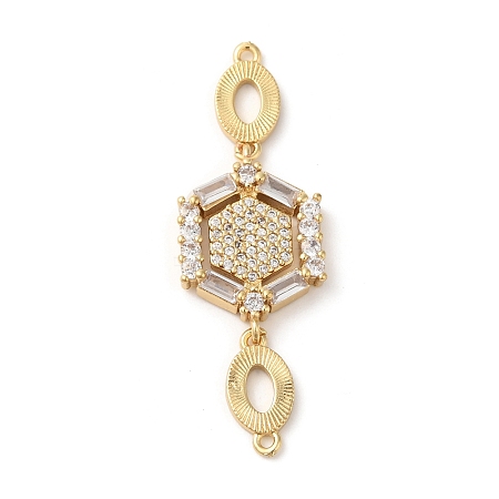 Rack Plating Brass Pave Clear Cubic Zirconia Connector Charms KK-A190-08G-1