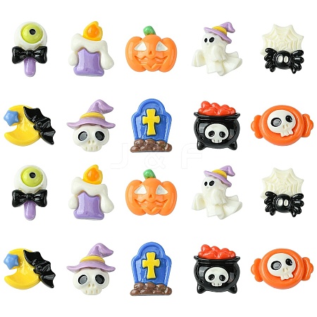 60Pcs 10 Styles Halloween Theme Opaque Resin Decoden Cabochons CRES-CJ0001-69-1