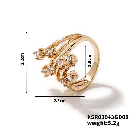 Minimalist Geometric Brass Micro Pave Cubic Zirconia Ring for Fashionable Style CJ6810-3-1